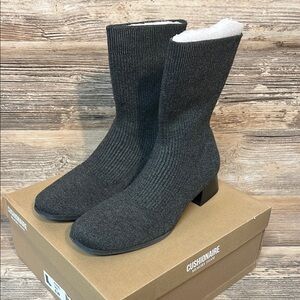 Cushionaire Russel Knit Ankle Boot in Gray New!